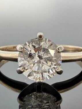 14K Gold Natural 1.27CT Round Brilliant Diamond Solitaire Ring I2, G-H Size 7.25